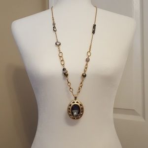 Gold and Silver/Gray Medallion Necklace